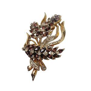 Stunning Signed Reja Purple Rhinestone Flower Spray Brooch (A4908)